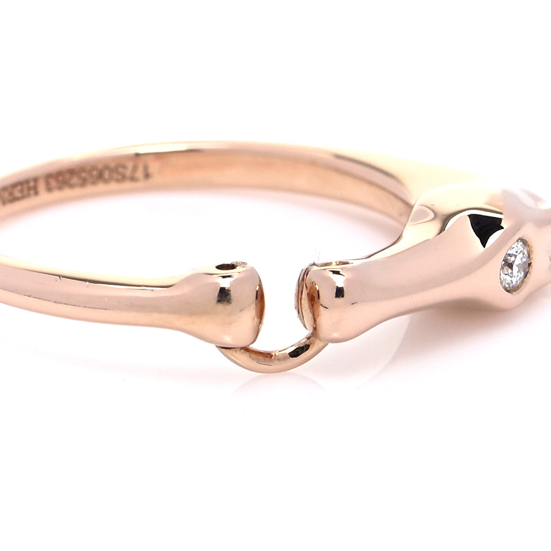 Hermes 18K Rose Gold Diamond TPM Galop Ring 50 5.5 5 of 6
