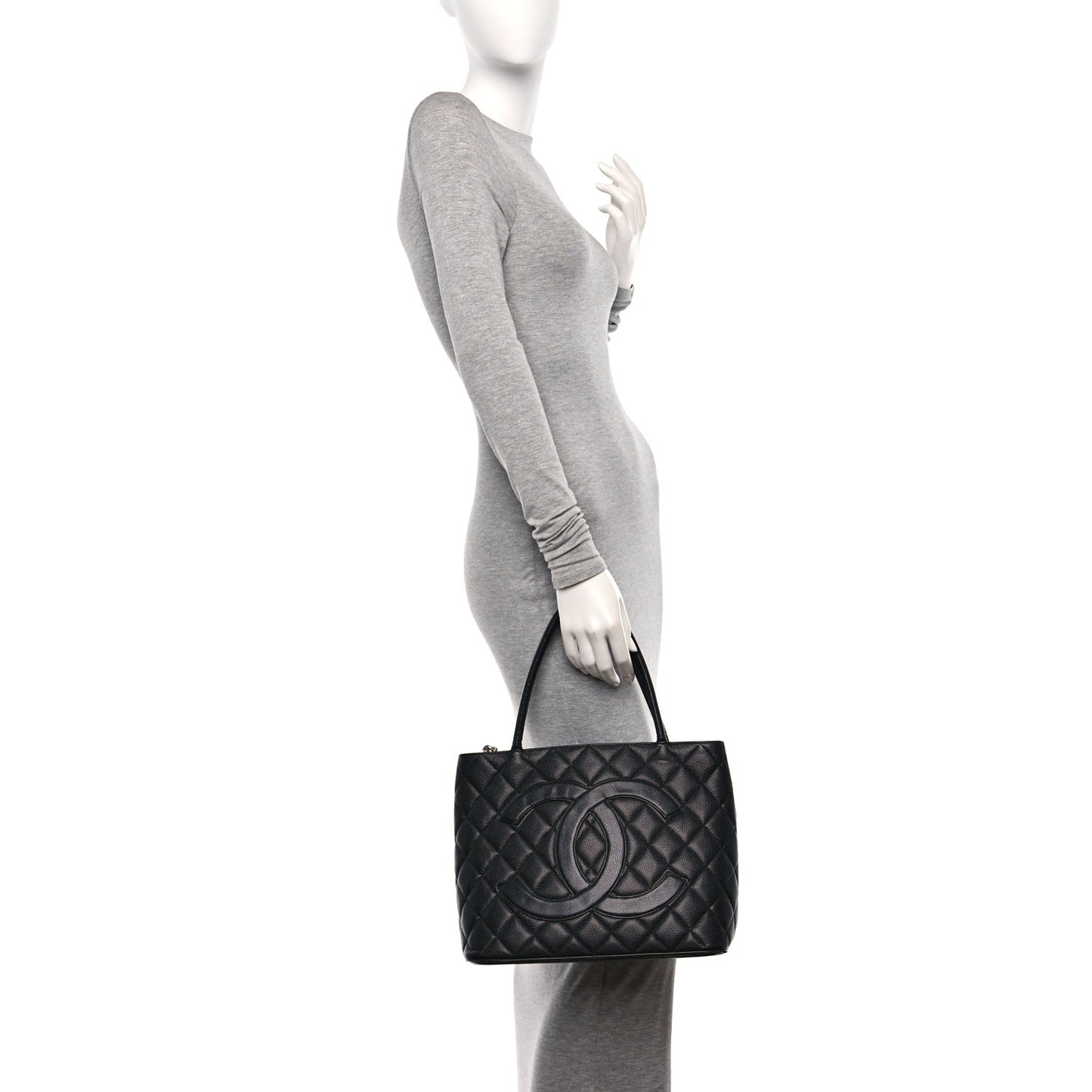 Caviar Quilted Medallion Tote Black