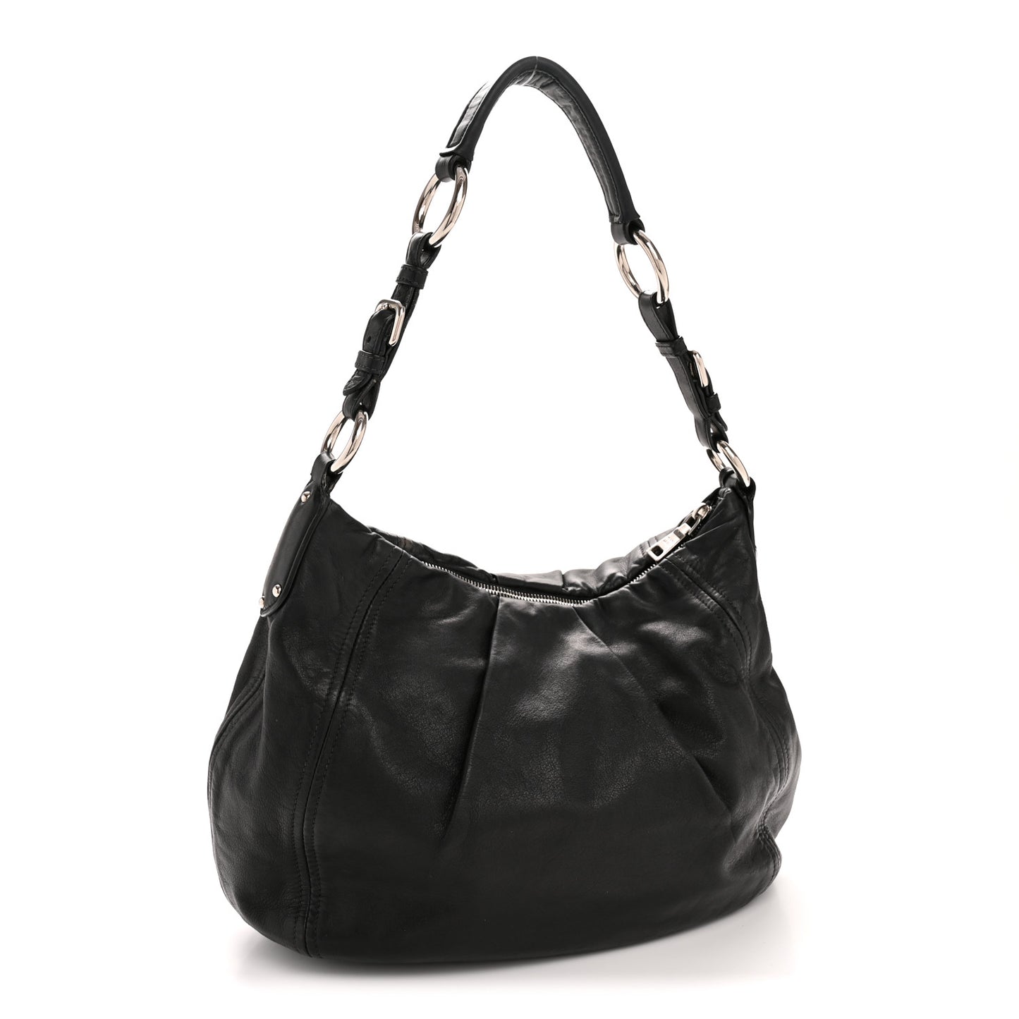 Soft Calf Pleated Hobo Black