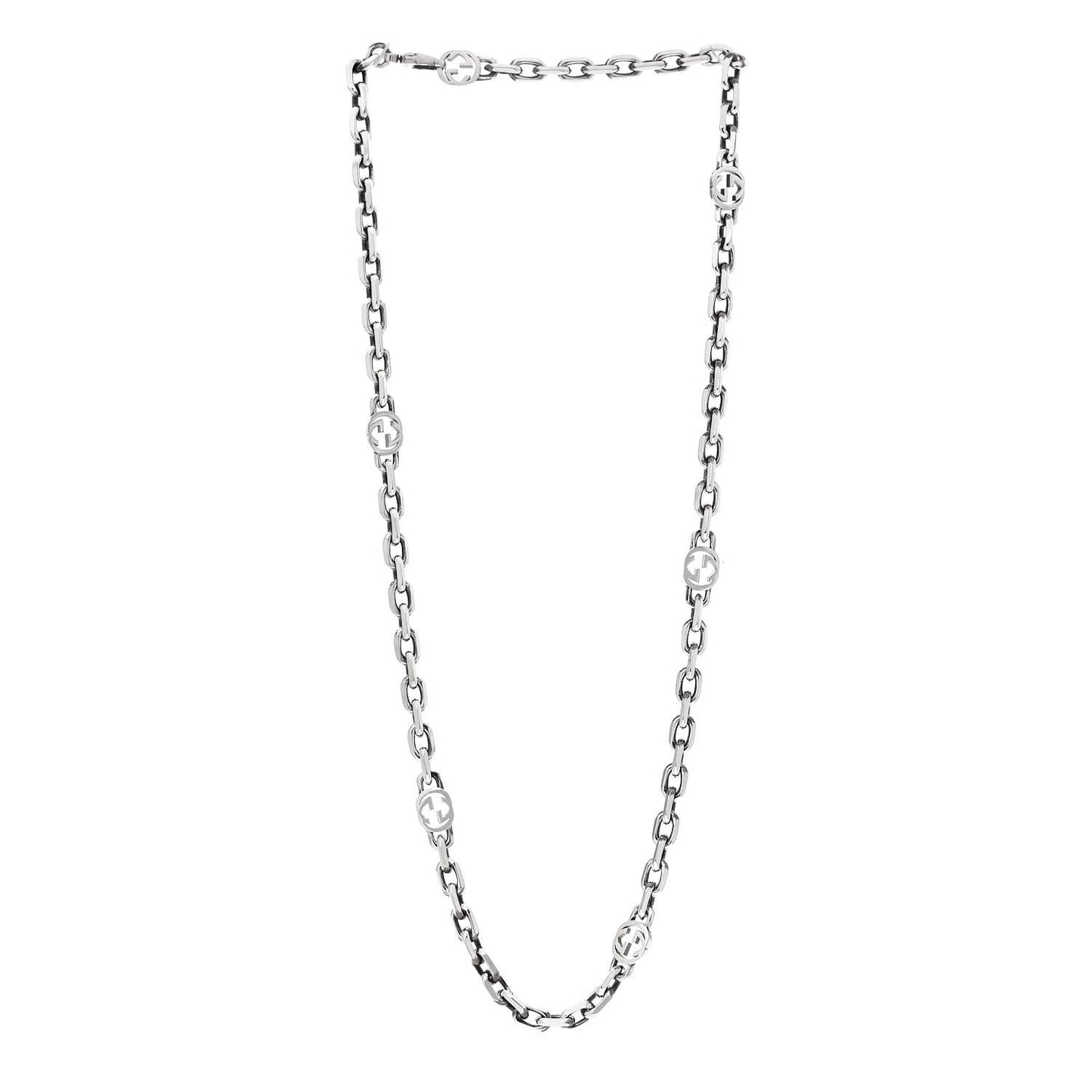 Sterling Silver Interlocking GG Chain Necklace