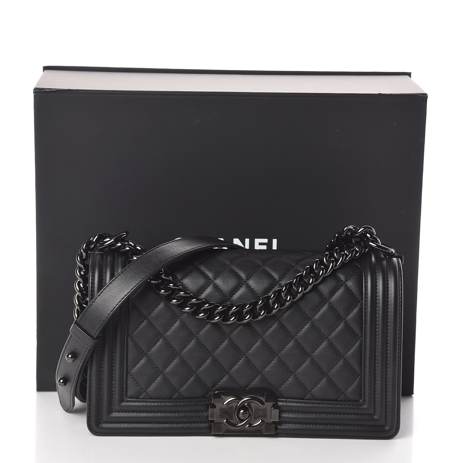 Chanel Calfskin Quilted Medium Boy Flap So Black 10 of 10