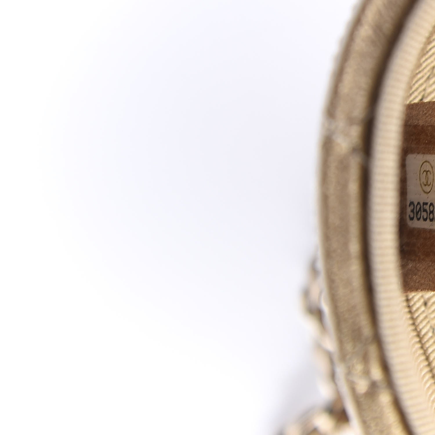 Chanel Metallic Lambskin Quilted Round Mini Vanity Case With Chain Gold 7 of 10