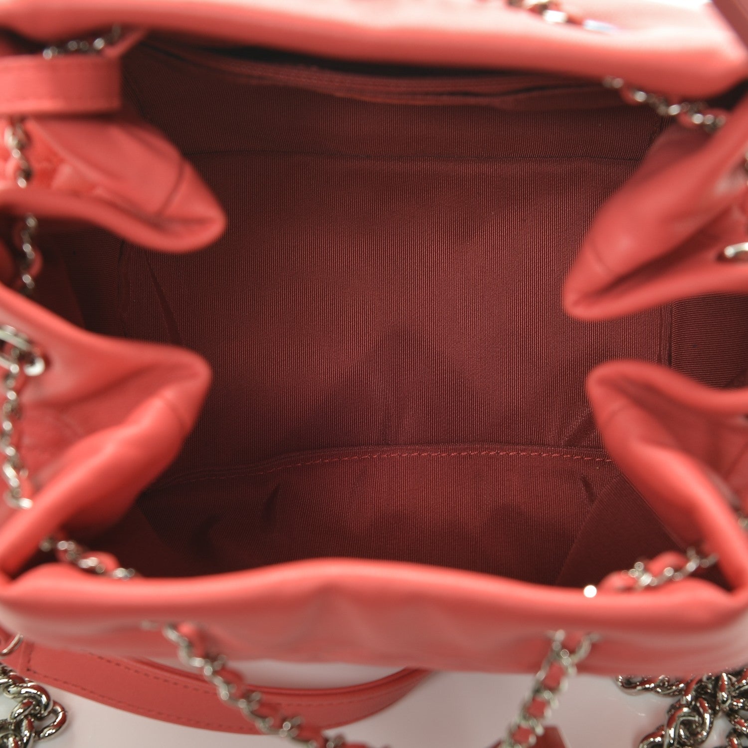 Chanel Lambskin Quilted Small Chain Bucket Bag Coral 5 of 7