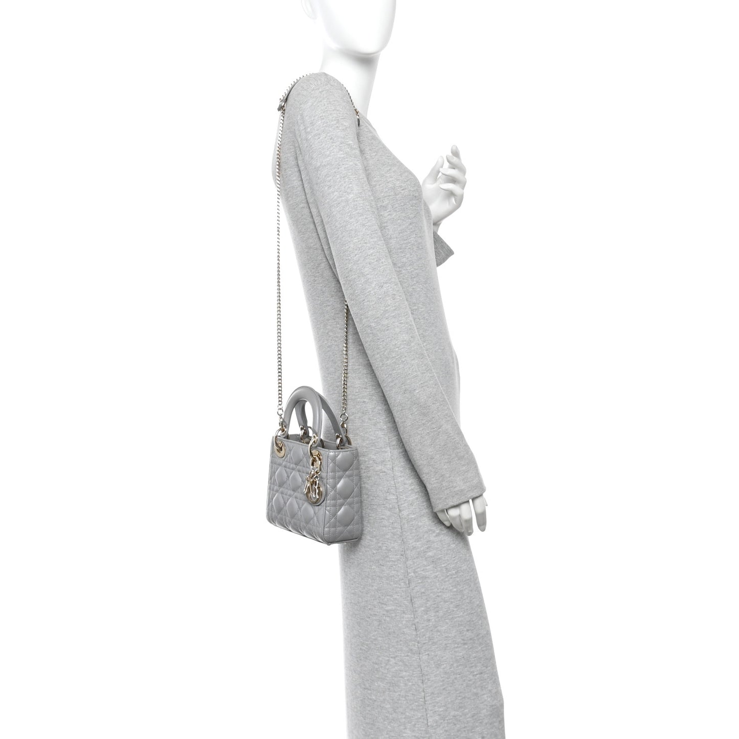 Lambskin Cannage Mini Lady Dior Grey