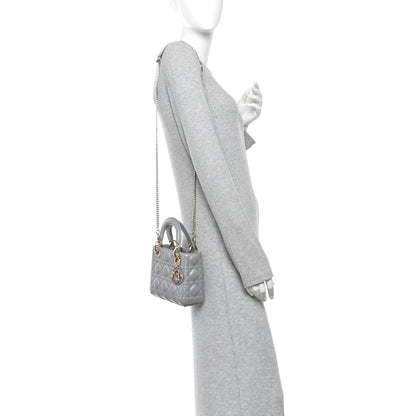 Christian Dior Lambskin Cannage Mini Lady Dior Grey 2 of 11