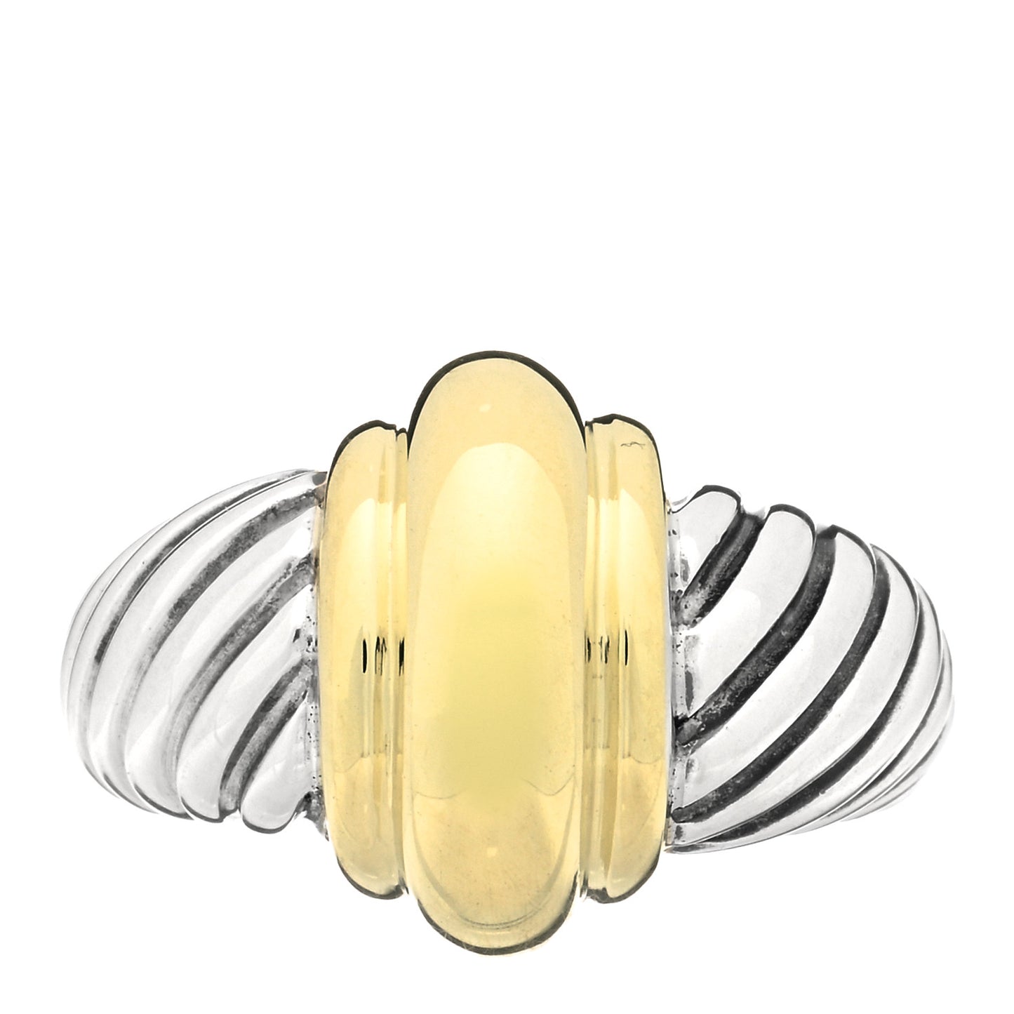 Sterling Silver 14K Yellow Gold Cable Station Ring 52 6