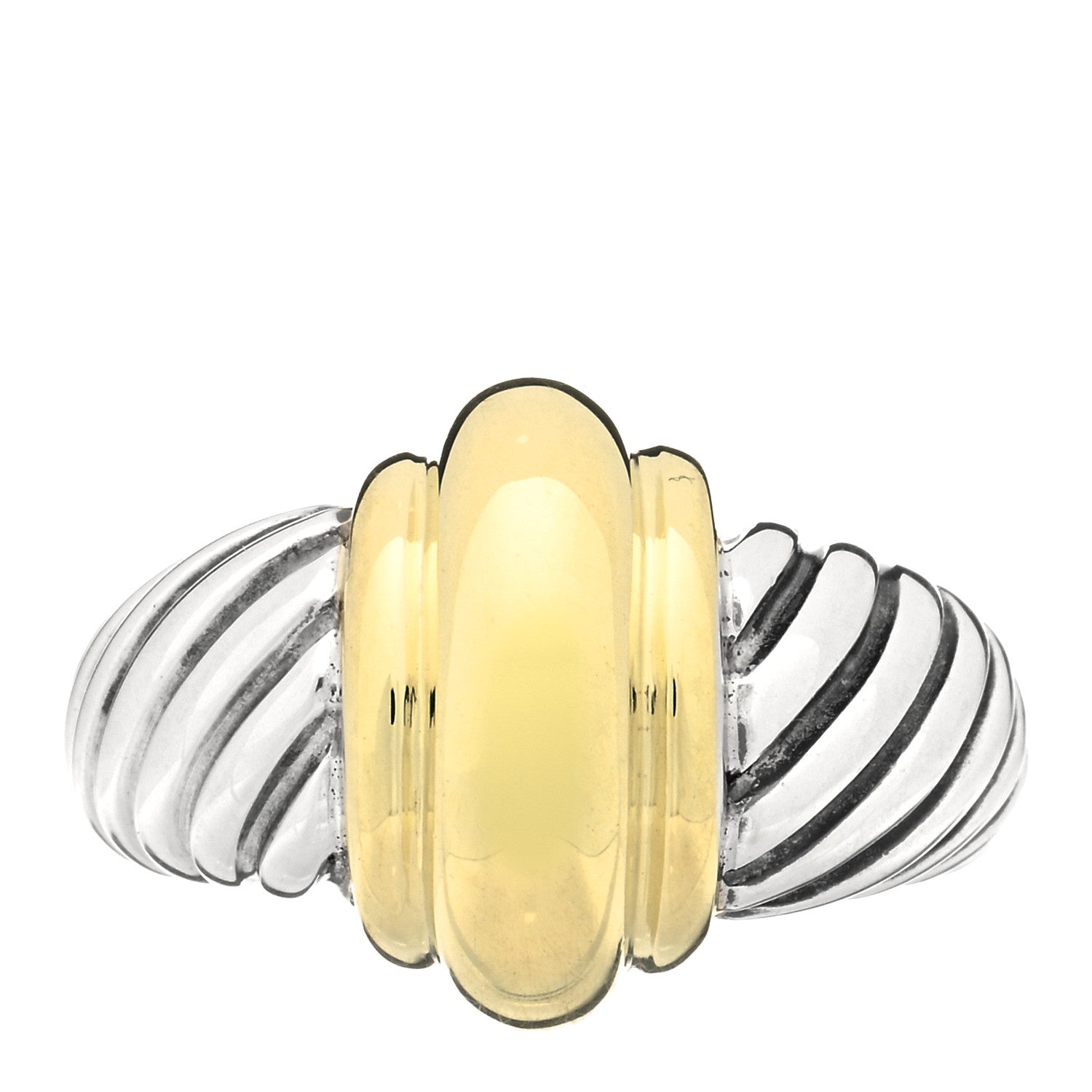 David Yurman Sterling Silver 14K Yellow Gold Cable Station Ring 52 6 1 of 3