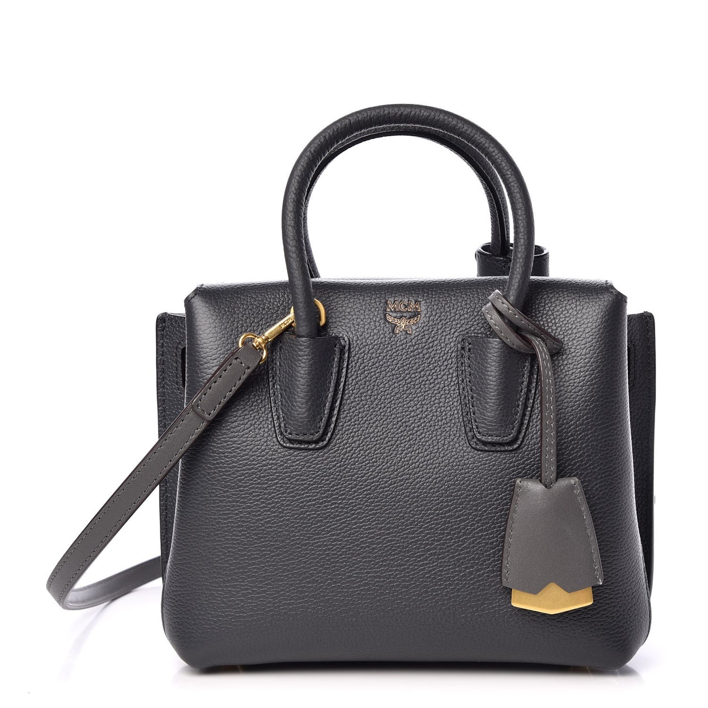 Grained Calfskin Mini Milla Tote Phantom Grey
