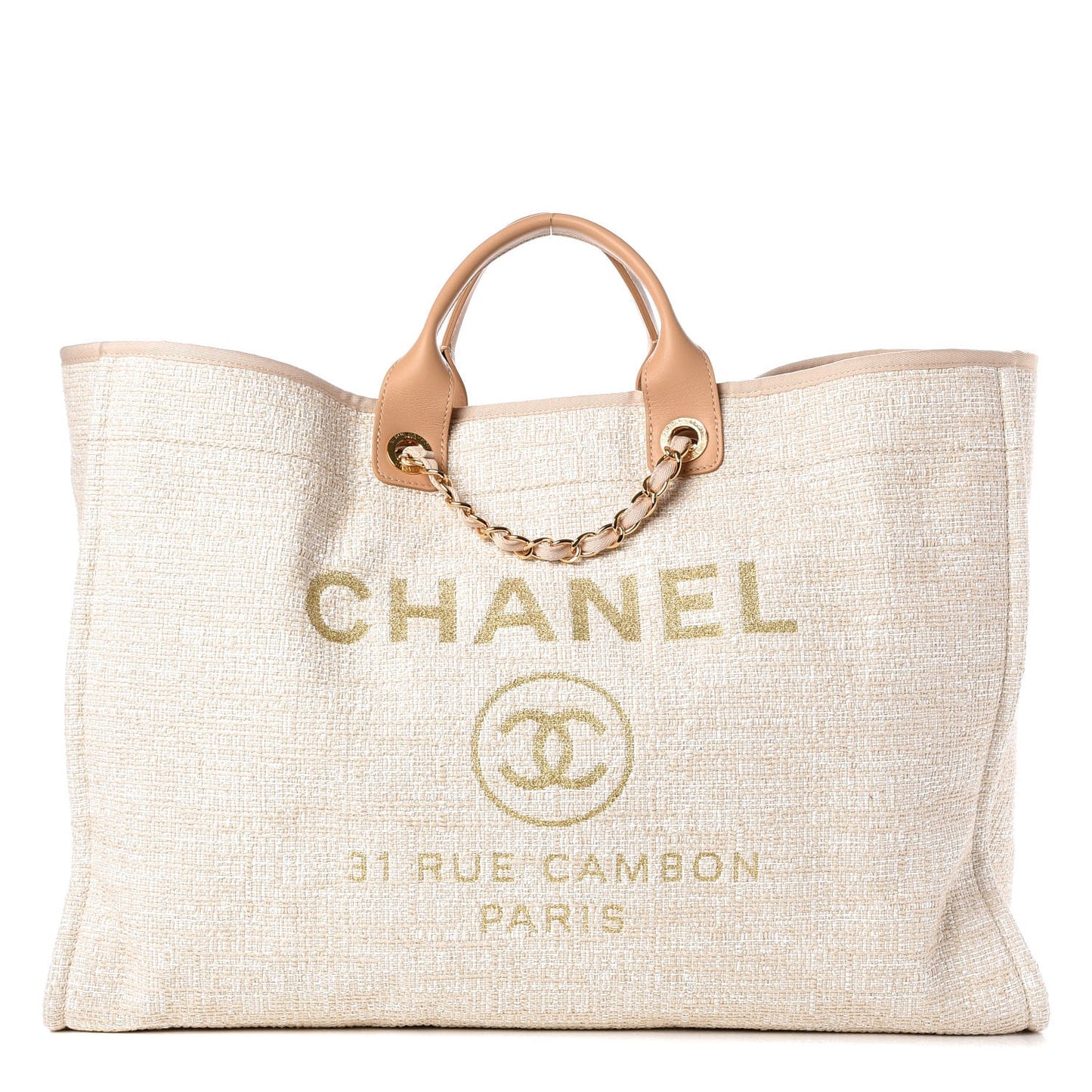 Canvas Extra Large Deauville Tote Light Beige