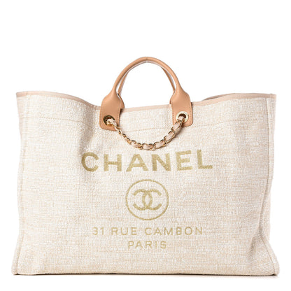 Chanel Canvas Extra Large Deauville Tote Light Beige 1 of 9