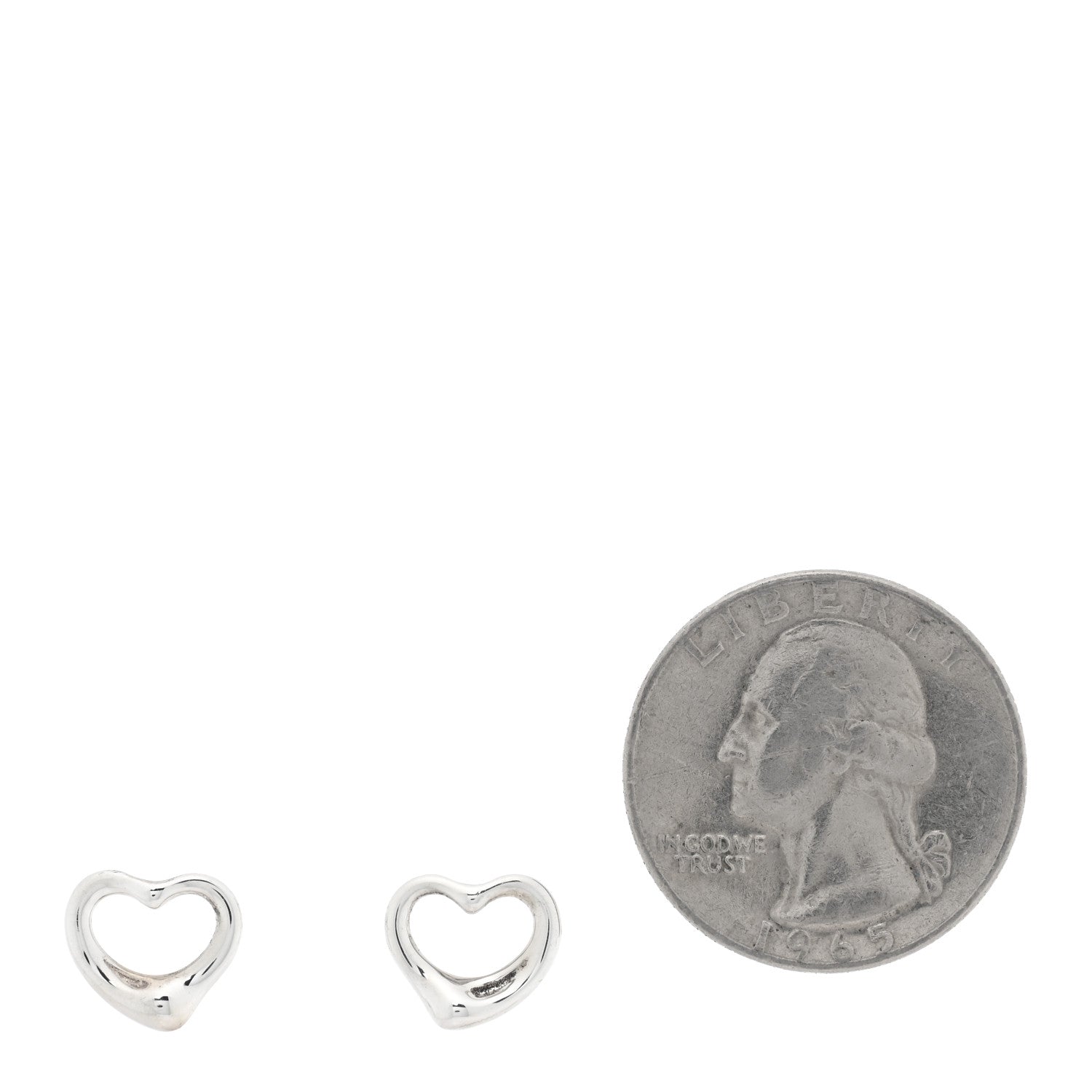 Tiffany Sterling Silver Elsa Peretti 11mm Open Heart Earrings 2 of 5
