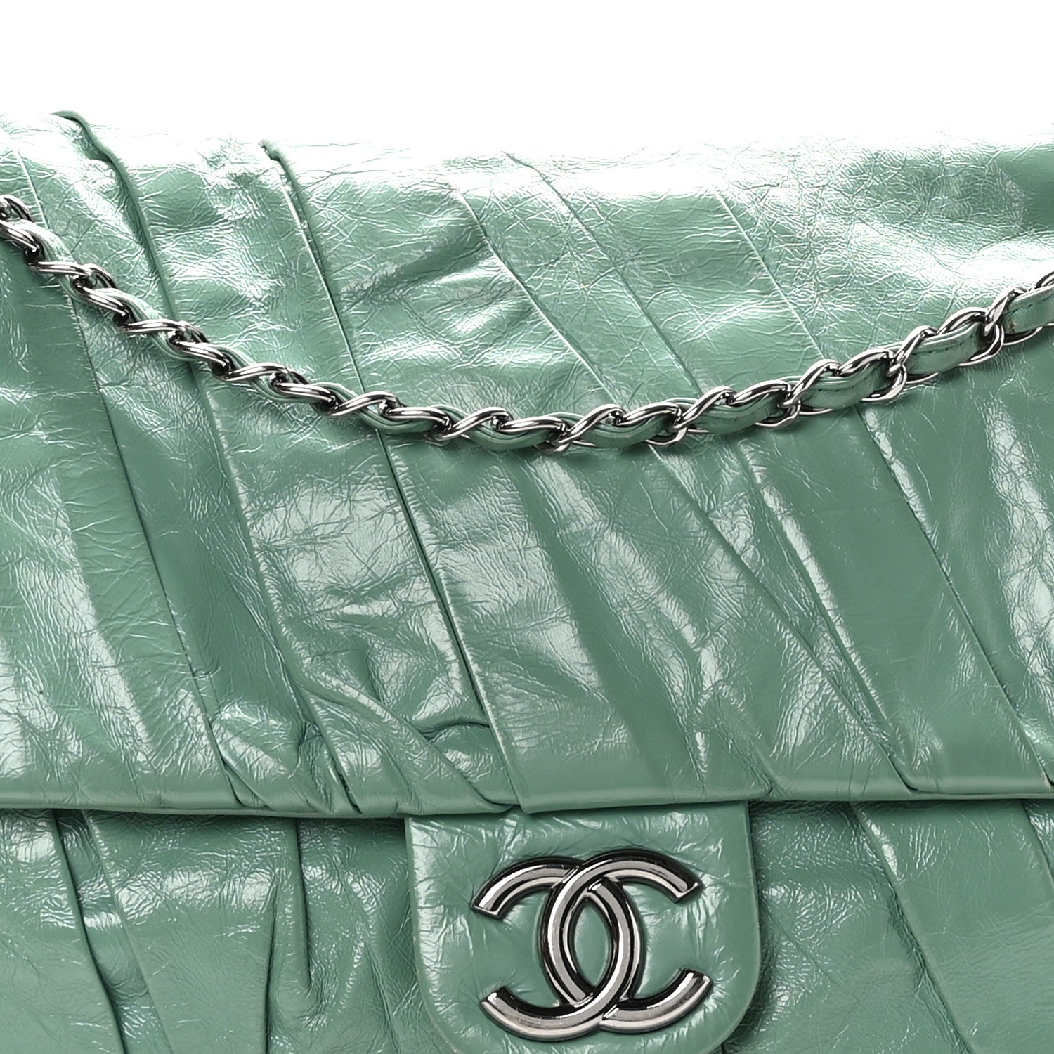 Chanel Glazed Calfskin Twisted Maxi Flap Green 8 of 10