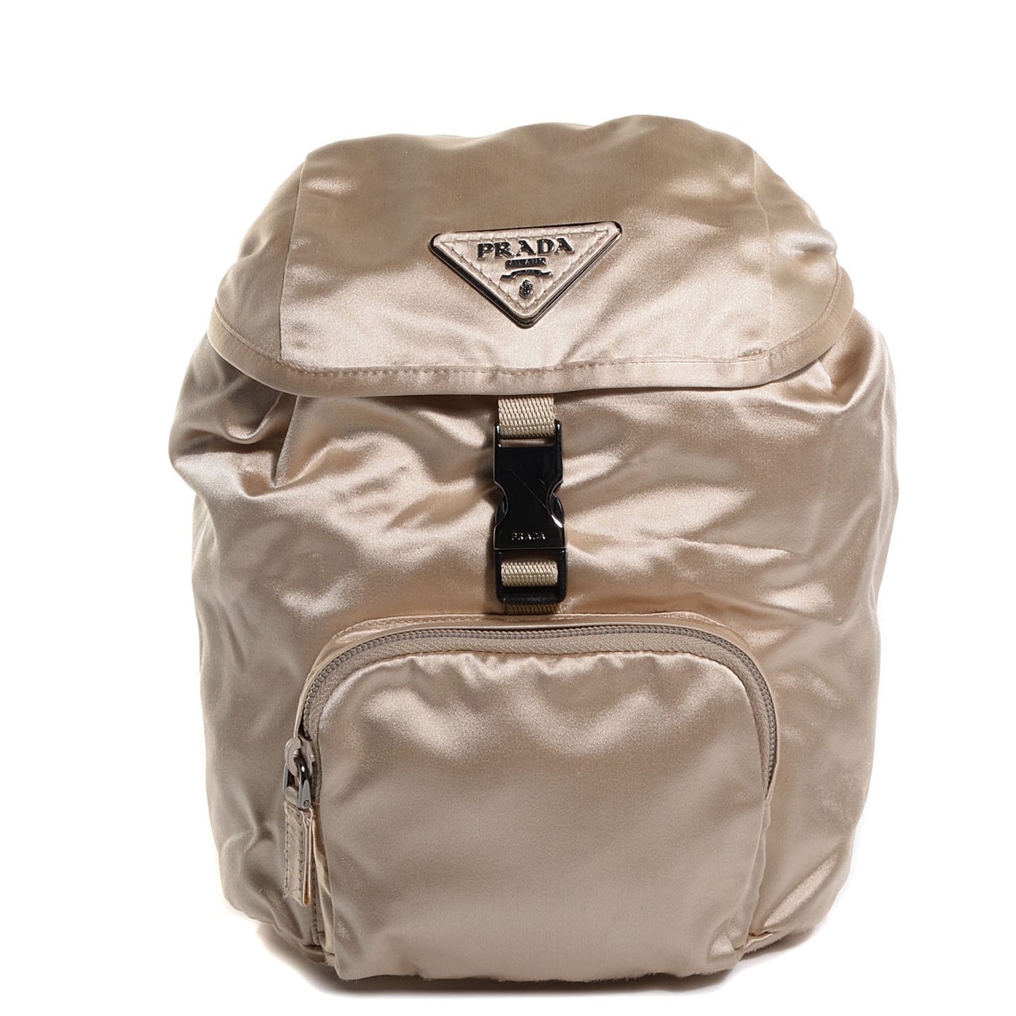Satin Single Buckle Backpack Sabbia