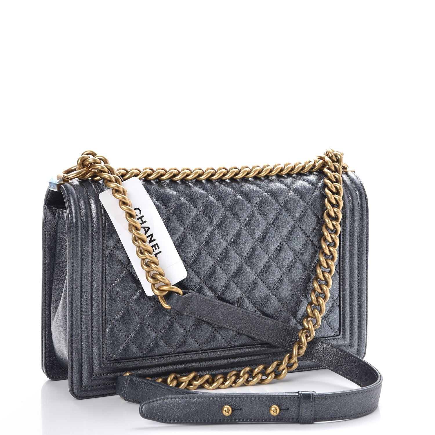 Chanel Pearl Calfskin New Medium Boy Flap Dark Grey 3 of 8