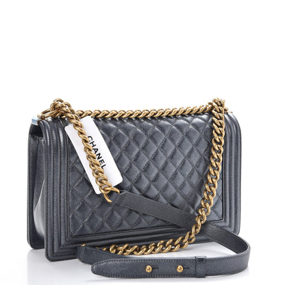 Chanel Pearl Calfskin New Medium Boy Flap Dark Grey 3 of 8