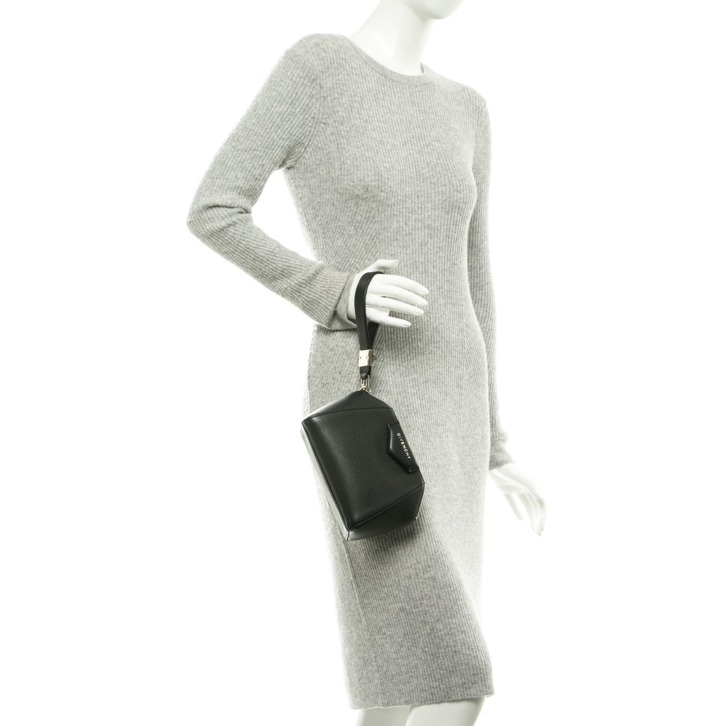 Sugar Goatskin Small Antigona Beauty Wristlet Black