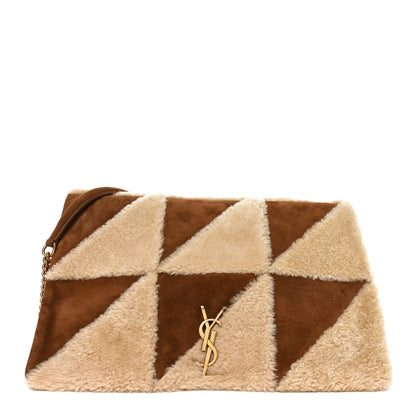 Saint Laurent Suede Shearling Patchwork Monogram Giant Jamie Brown Beige 1 of 9