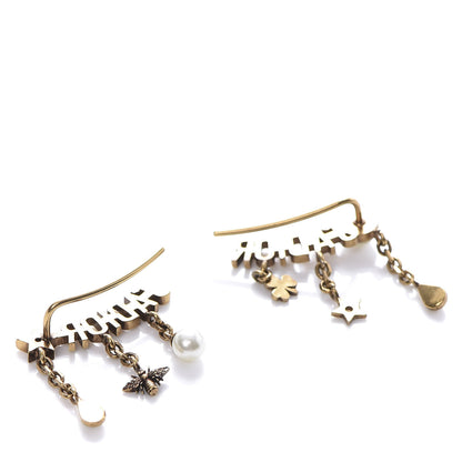 Christian Dior Pearl Crystal J'Adior Earrings Aged Gold 3 of 4
