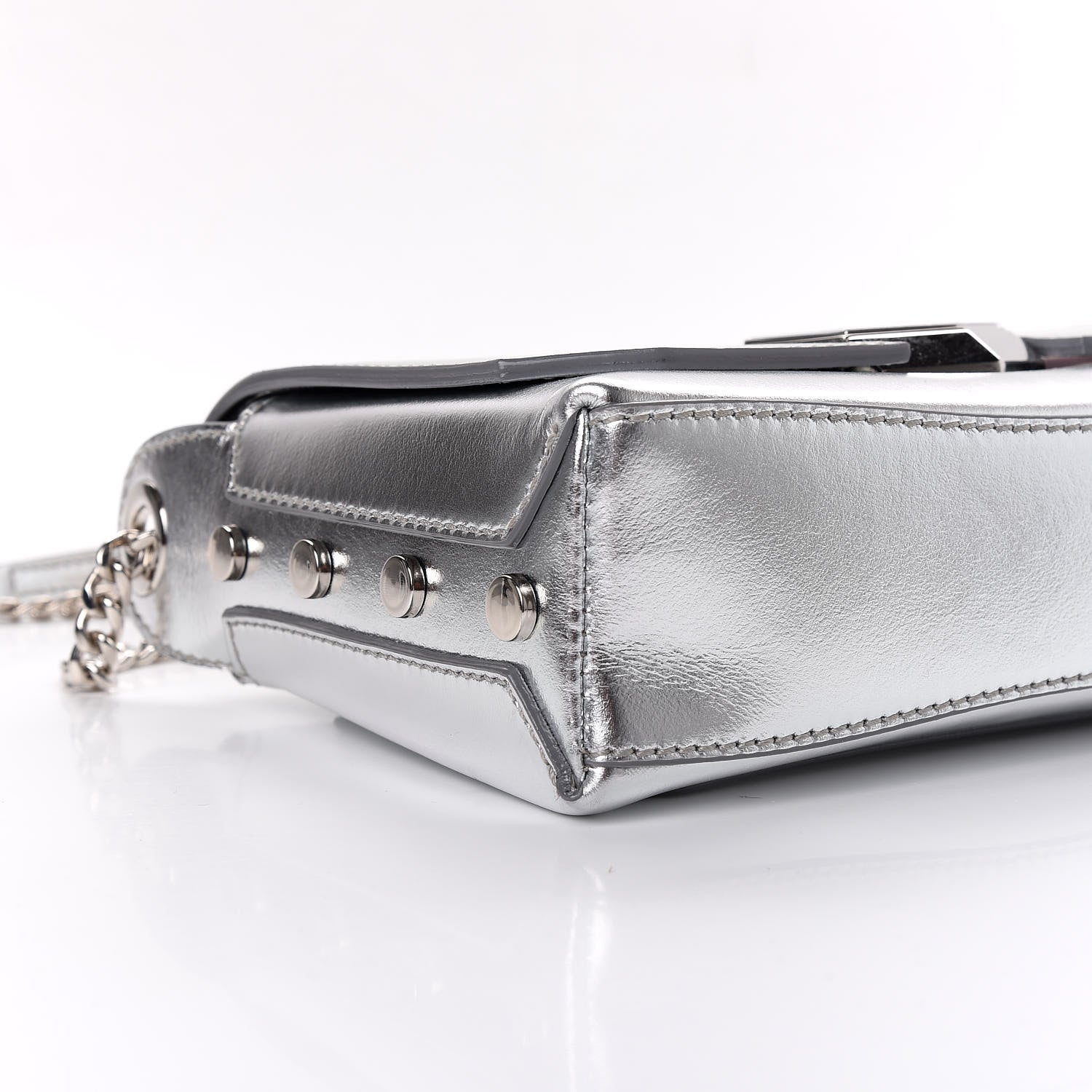 Jimmy Choo Metallic Calfskin Lockett Petite Shoulder Bag Silver 8 of 11