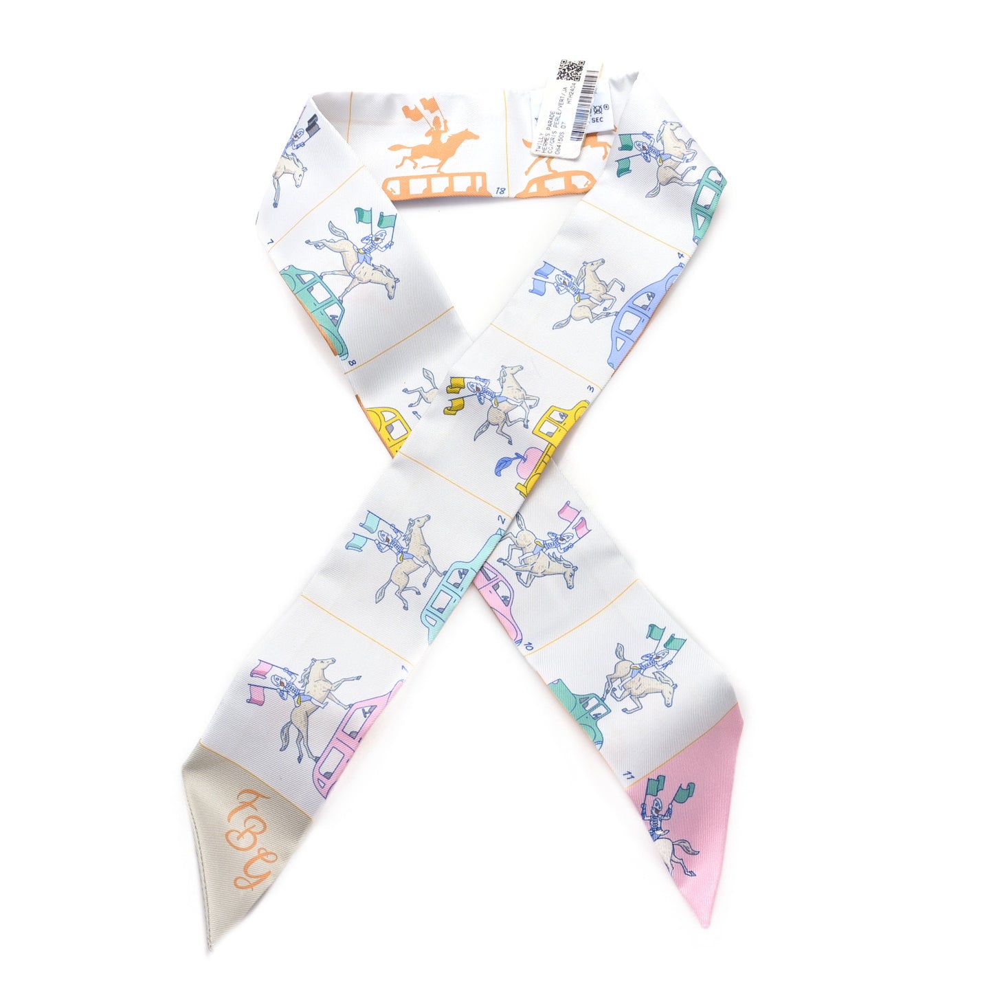 Silk Parade CG Twilly Gris Perle Vert Jaune