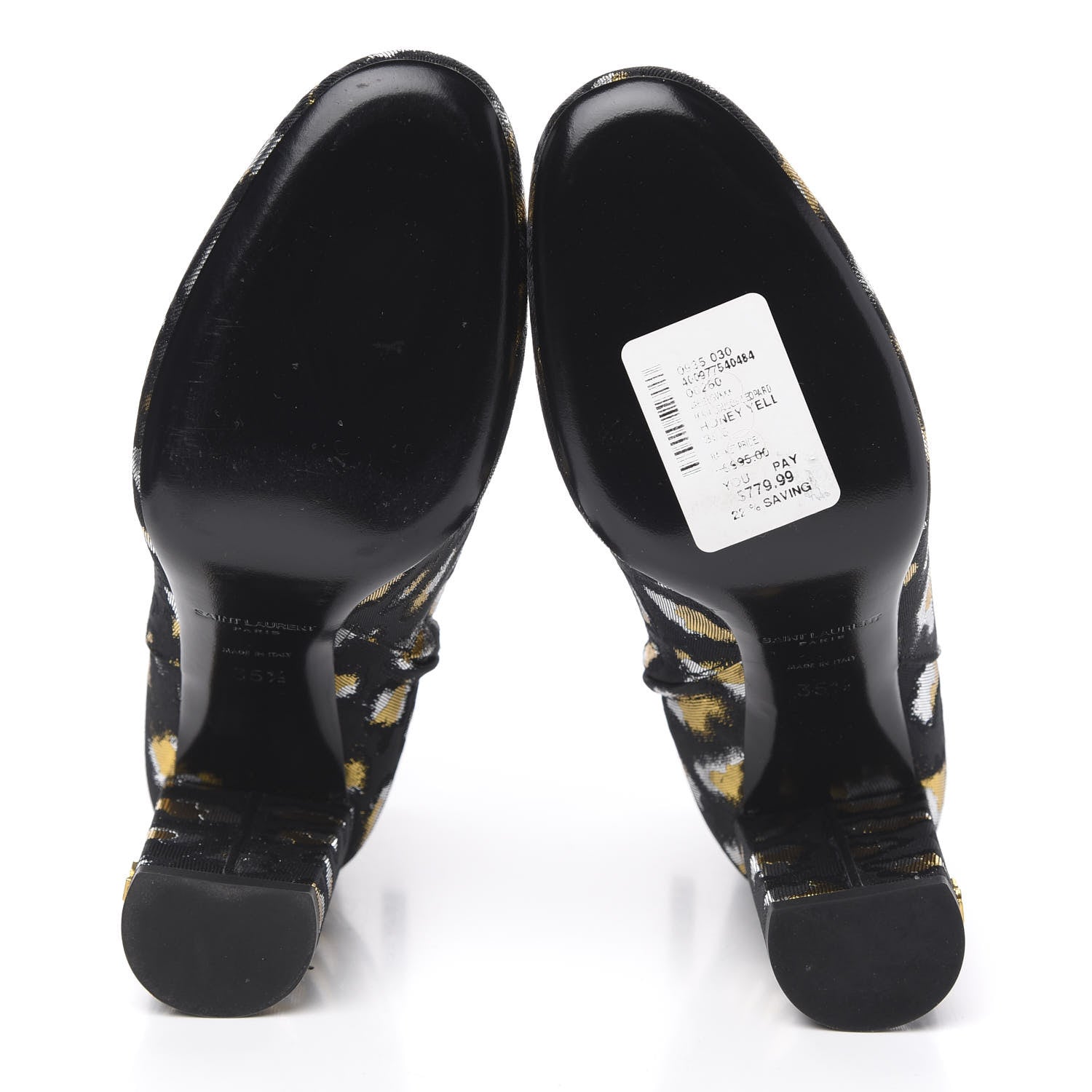 Saint Laurent Jacquard Leopard Loulou Ankle Boots 35.5 Oro 5 of 8