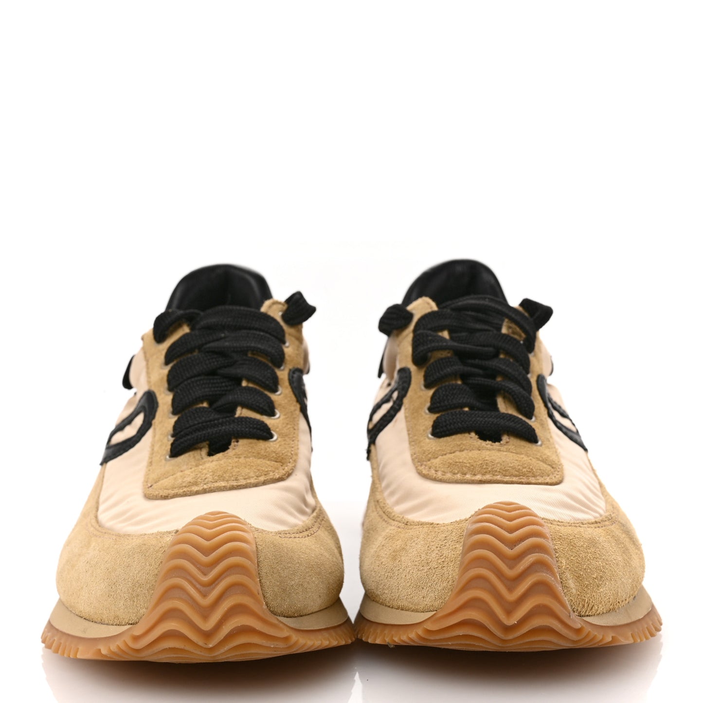 Nylon Suede Flow Runner Sneakers 38 Gold Black