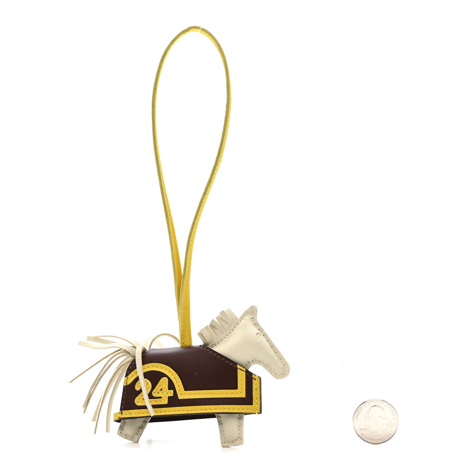 Hermes Milo Lambskin Grigri Rodeo Robeo 24 Bag Charm PM Craie Terre Jaune De Naples 2 of 4