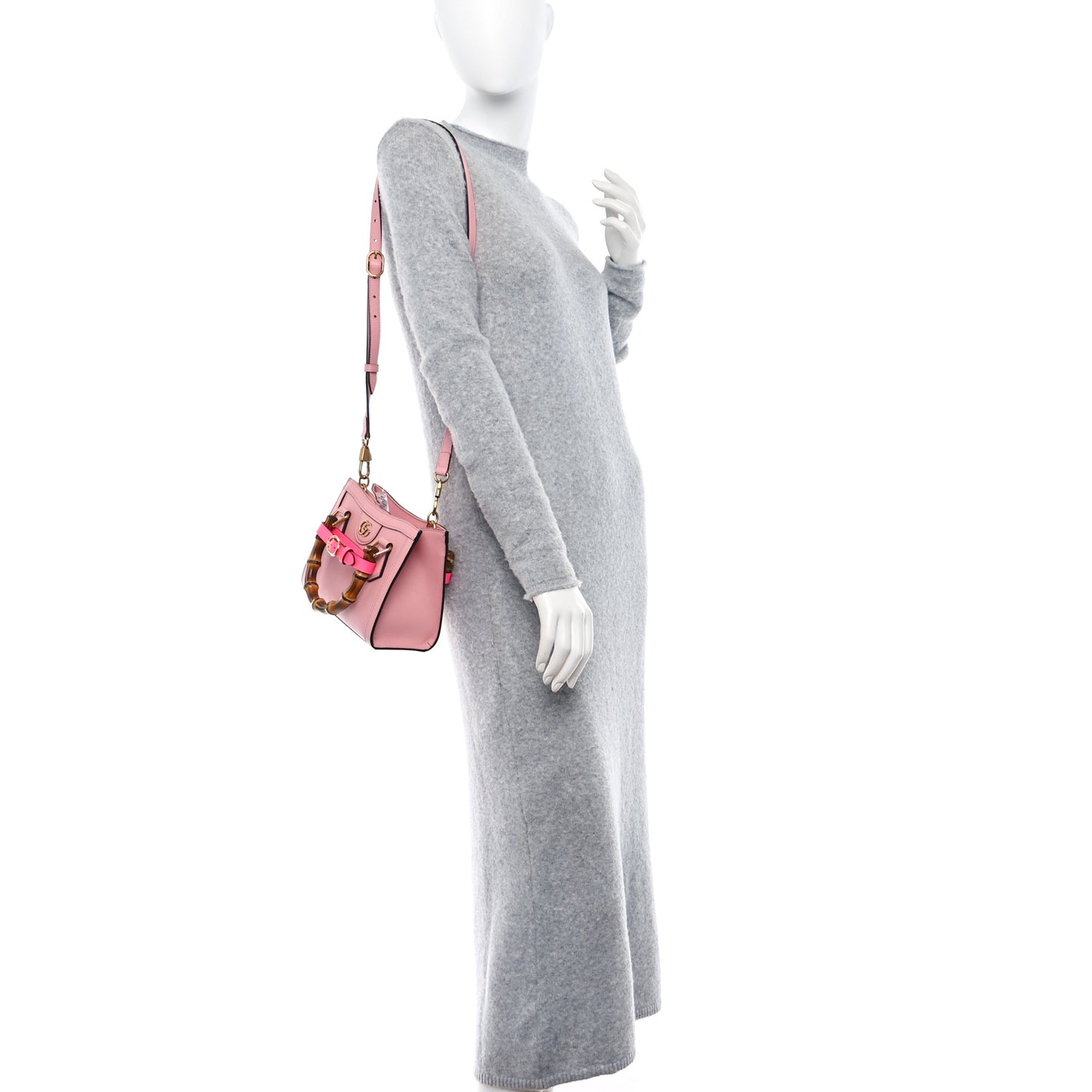 Wonka Grain Calfskin Mini Diana Tote Bag Wild Rose Fuxia Fluo