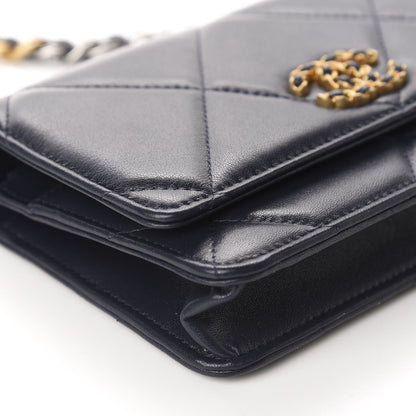 Chanel Lambskin Quilted 19 Wallet On Chain WOC Navy Blue 6 of 12