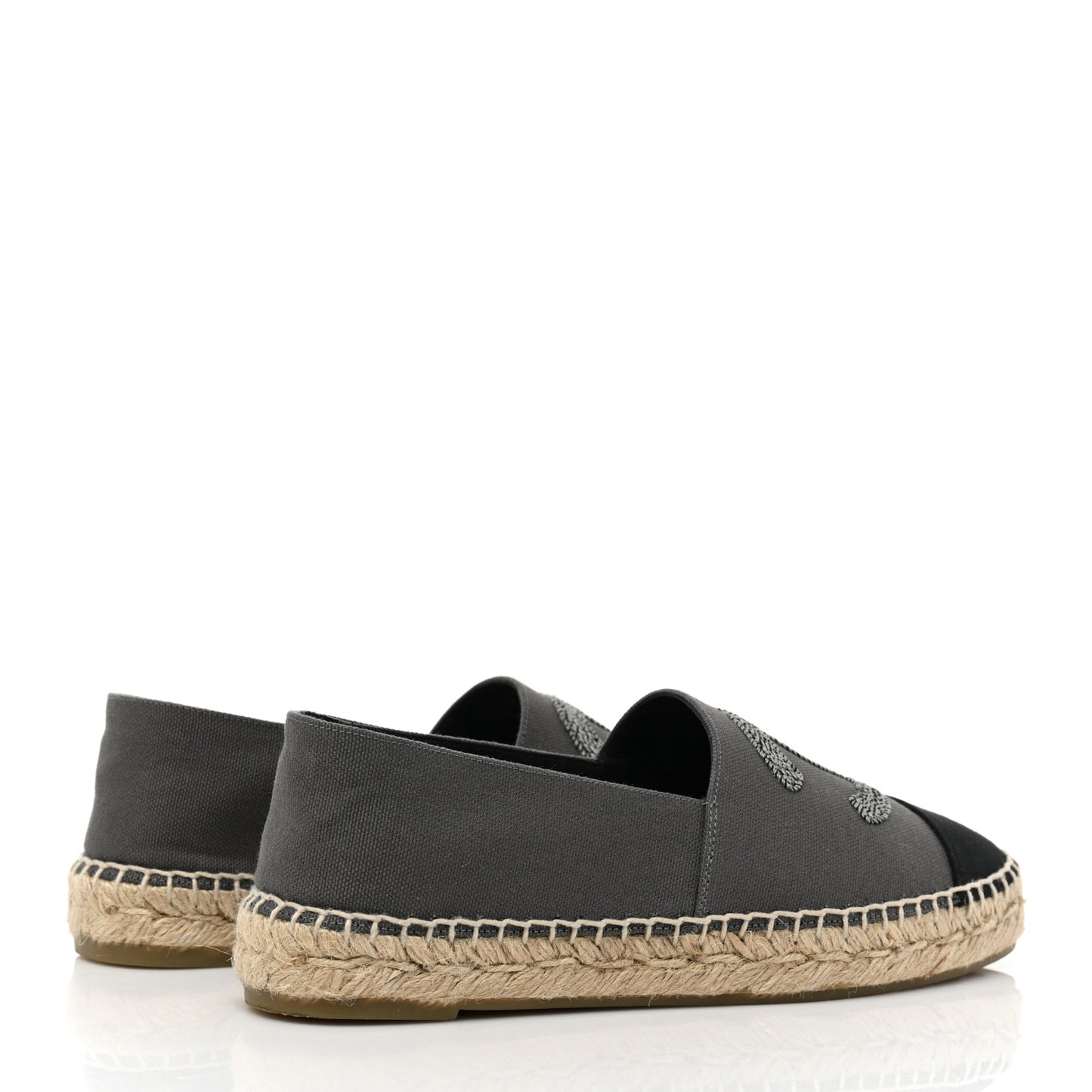 Canvas Grosgrain CC Espadrilles 38 Grey Black