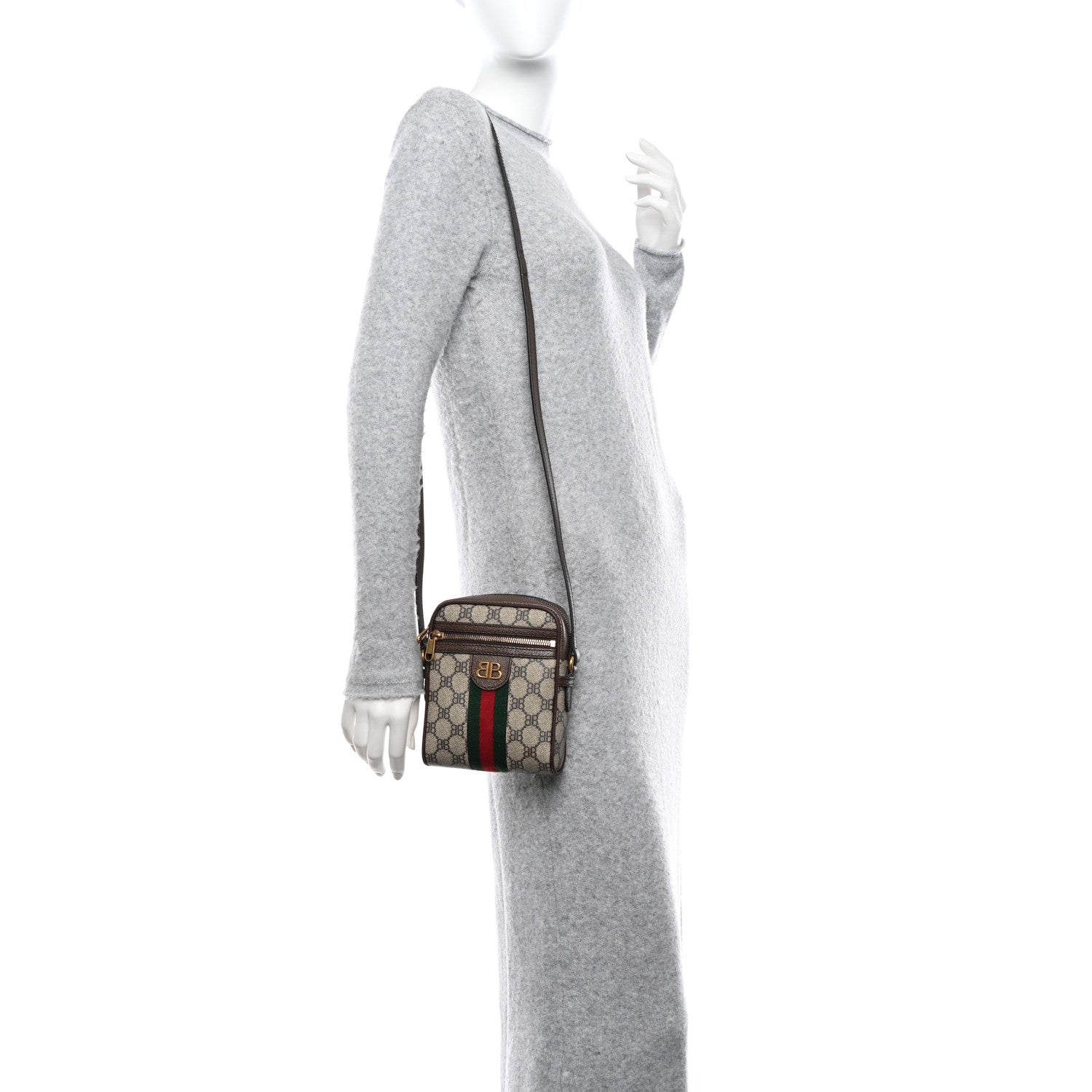 Gucci X BALENCIAGA BB Supreme Monogram Web Mini Ophidia Messenger Beige New Acero 2 of 10