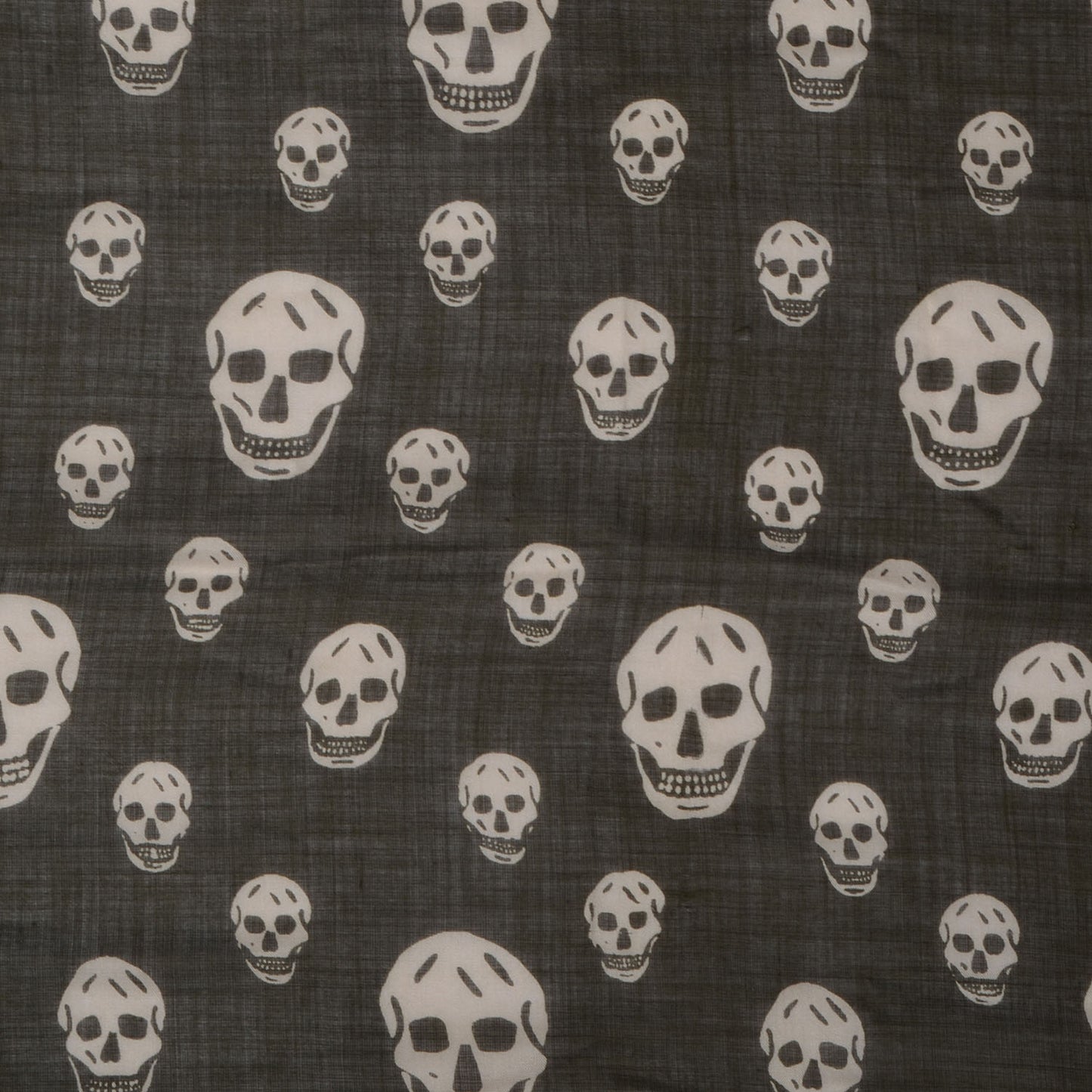 Wool Silk Cashmere Skull Scarf Black Ivory