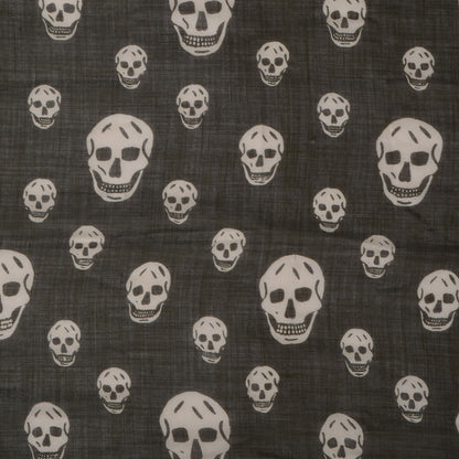Alexander McQueen Wool Silk Cashmere Skull Scarf Black Ivory 1 of 6