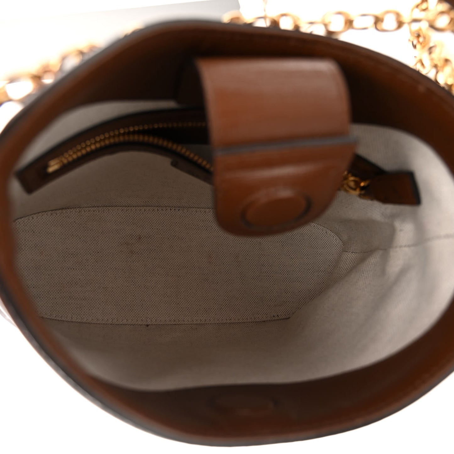 GG Supreme Monogram Azalea Calfskin Retro Interlocking G Chain Shoulder Bag Beige Ebony Brown Sugar