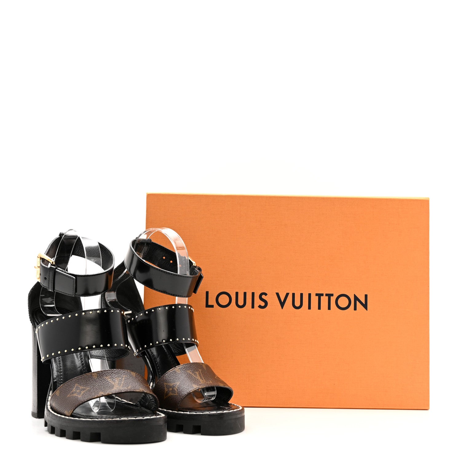 Louis Vuitton Patent Calfskin Monogram Studded Star Trail Sandal 40 Black 14 of 14