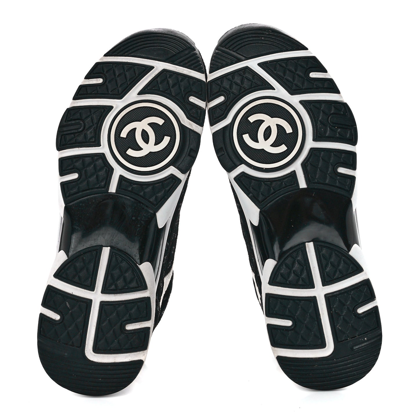 Nylon Suede Calfskin Printed CC Sneakers 40 White Black