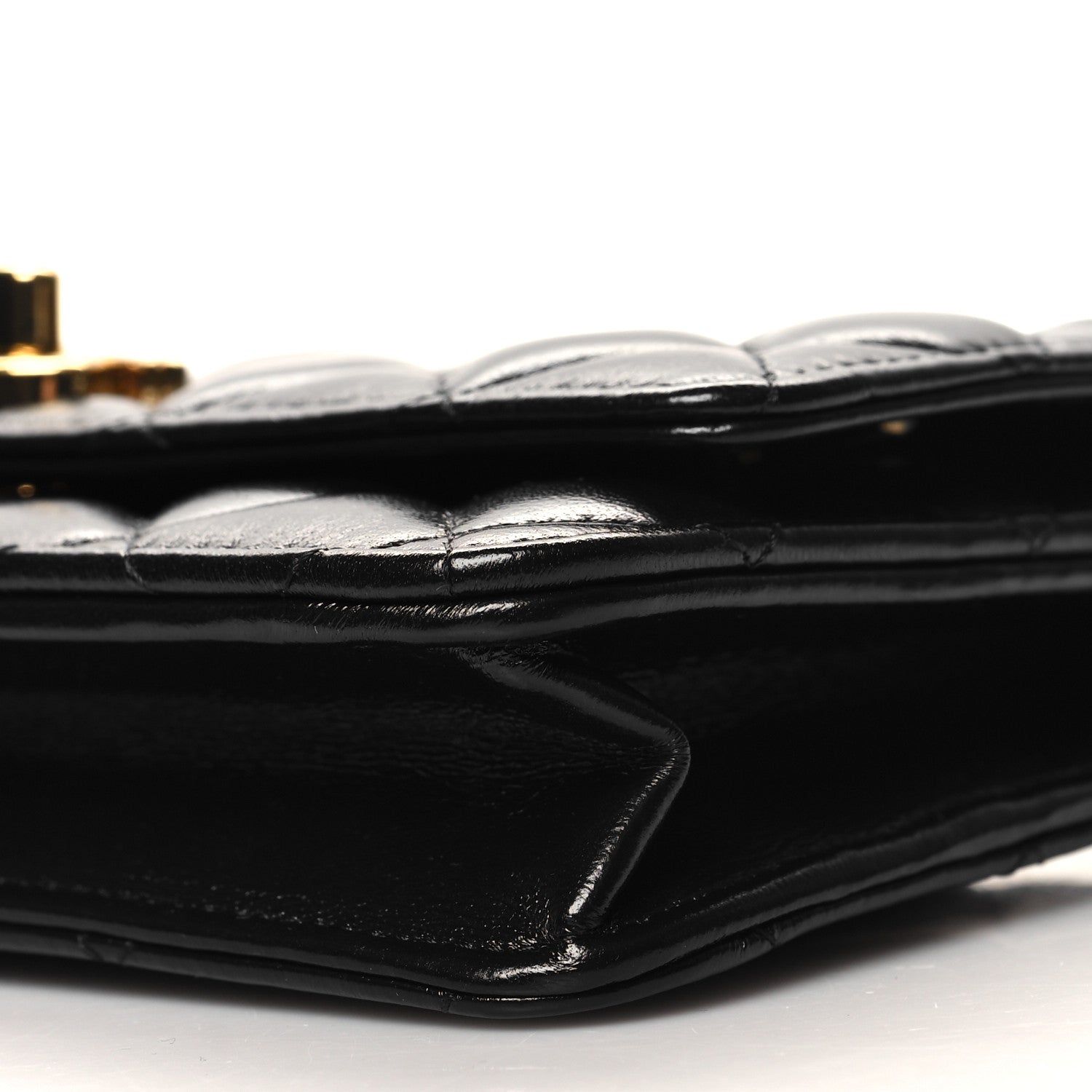 Chanel Shiny Lambskin Quilted Golden Links Wallet On Chain WOC Black 11 of 13