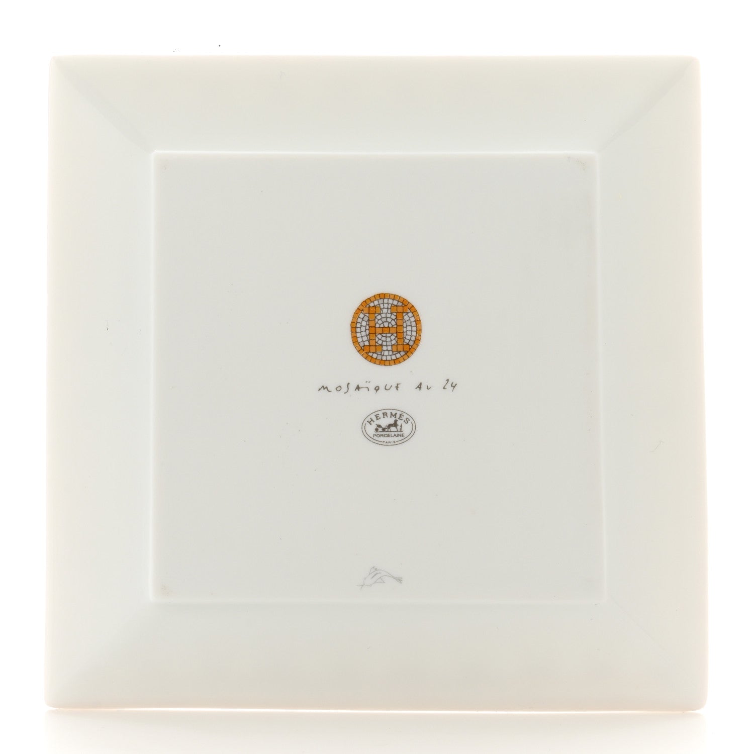 Hermes Porcelain Mosaique Au 24 Set of 5 Square Plates Gold 7 of 12
