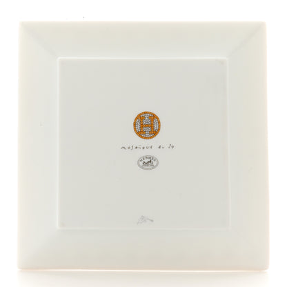 Hermes Porcelain Mosaique Au 24 Set of 5 Square Plates Gold 7 of 12