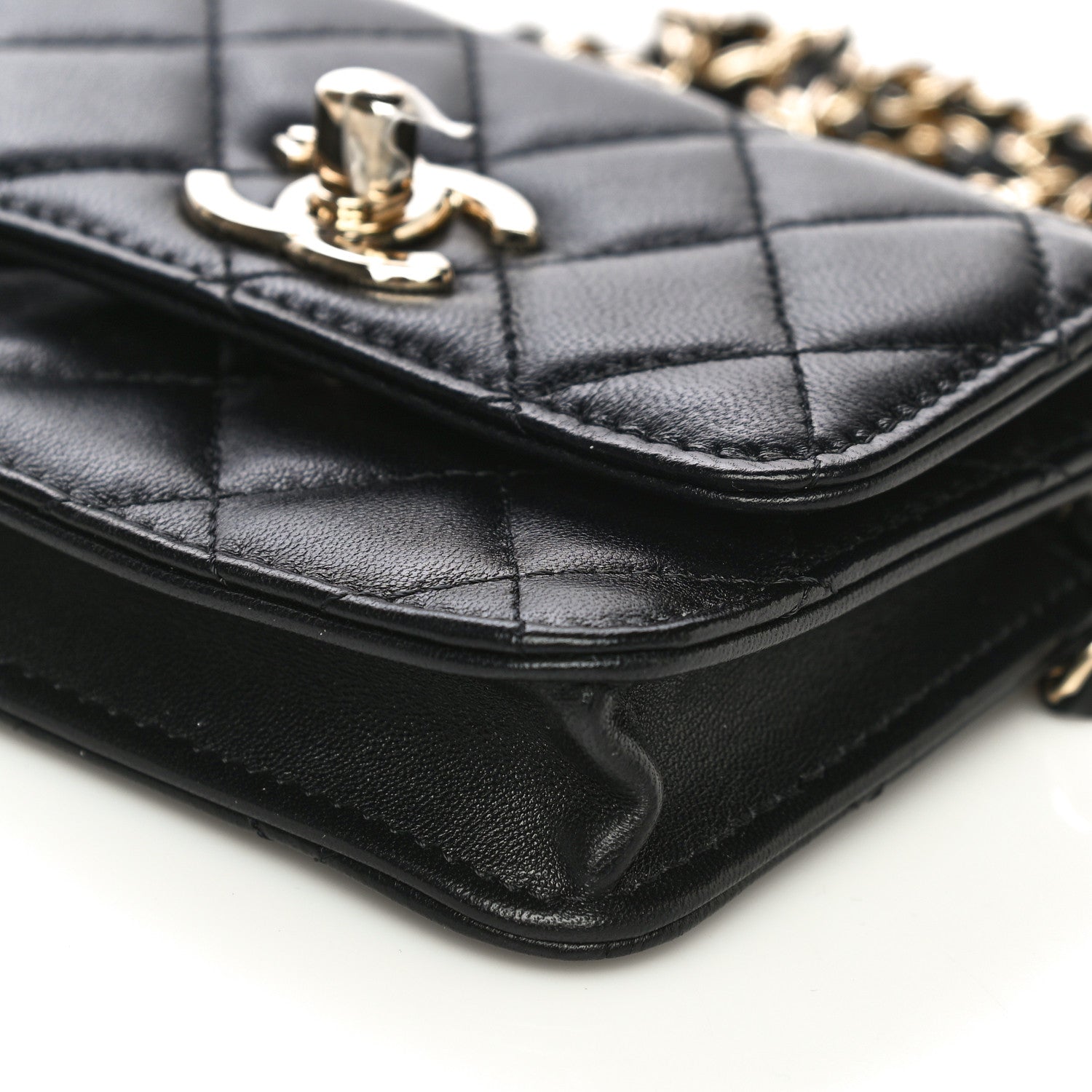 Chanel Lambskin Quilted Trendy CC Card Holder On Chain Black 10 of 12