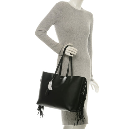 Saint Laurent Calfskin Large Fringe Shopping Tote Black 2 of 7