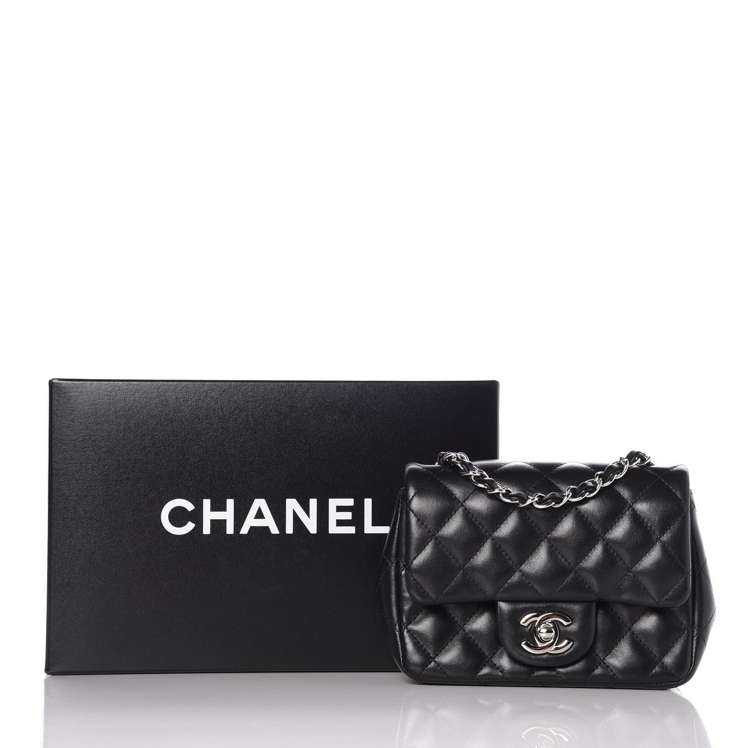 Chanel Lambskin Quilted Mini Square Flap Black 7 of 8
