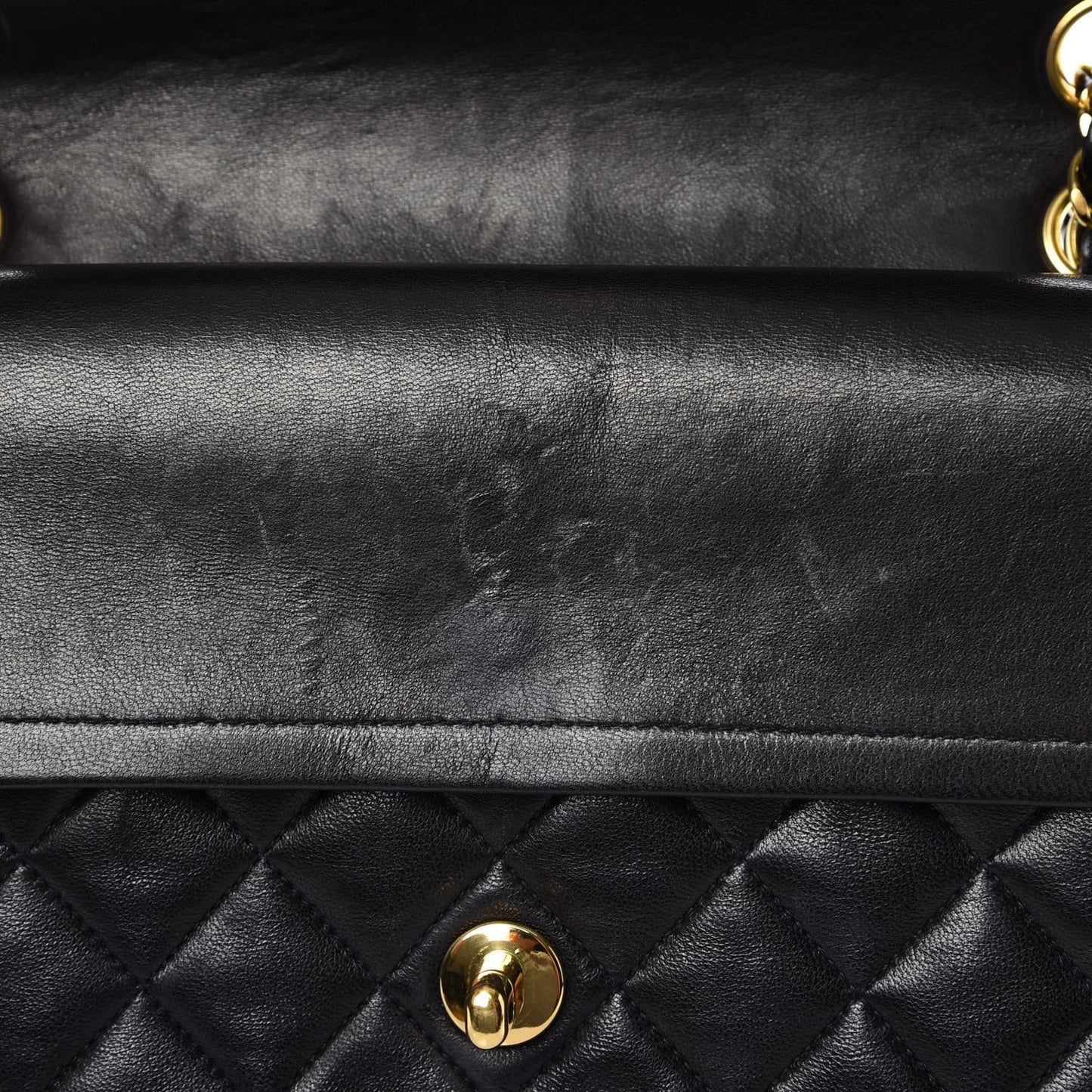 Lambskin Quilted Medium Double Flap Black
