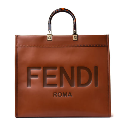 Fendi Vitello King Plexiglass Large Fendi Sunshine Shopper Tote Cuoio 1 of 5