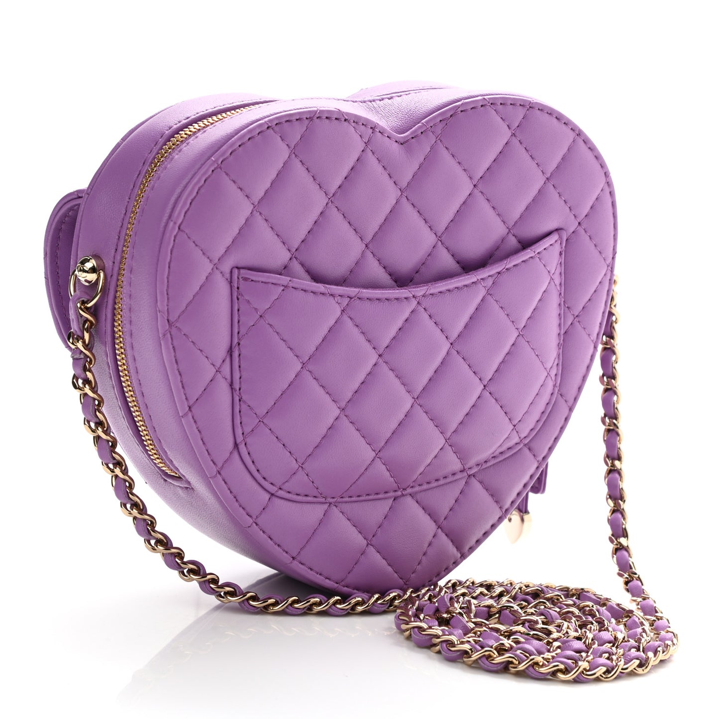Lambskin Quilted CC In Love Heart Bag Purple