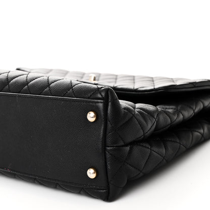 Chanel Caviar Lizard Quilted Large Coco Handle Flap Black 10 of 12