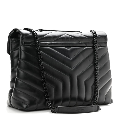 Saint Laurent Calfskin Y Quilted Monogram Medium Loulou Chain Satchel Black 3 of 10