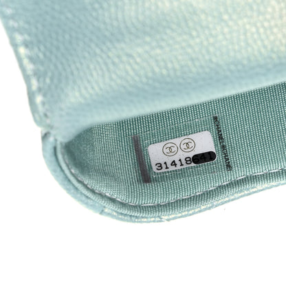 Chanel Iridescent Caviar Quilted Pearl On Top Coin Purse With Chain Light Green 8 of 12