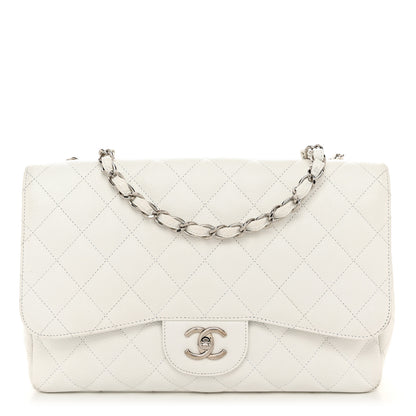 Chanel Caviar Quilted Jumbo Single Flap White 1 of 13