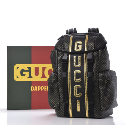 Gucci X DAPPER DAN Calfskin Laminated Ayers GG Micro Monogram Double Buckle Backpack Black Gold 19 of 19